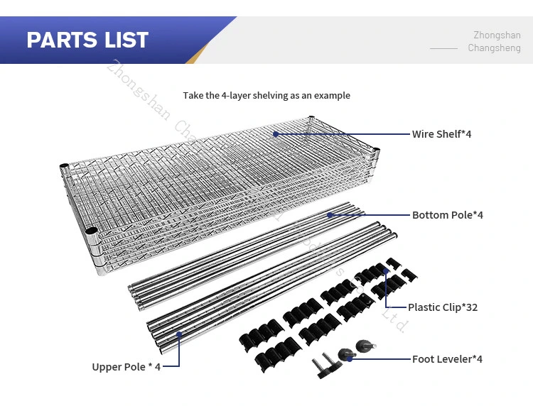 China Manufacturer 5 Tier Commercial Heavy Duty Chrome Steel Wire Shelving Storage Metal Rack