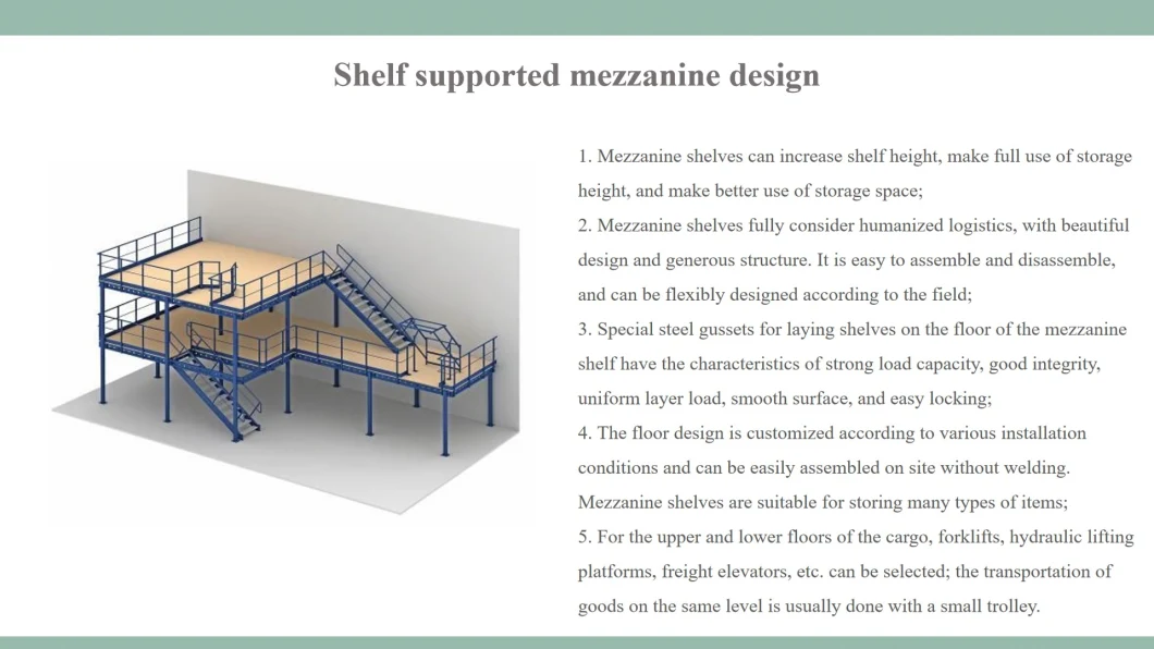 2 Tiers High Quality Rack Supported Mezzanine with Q235 Steel for Warehouse Storage.