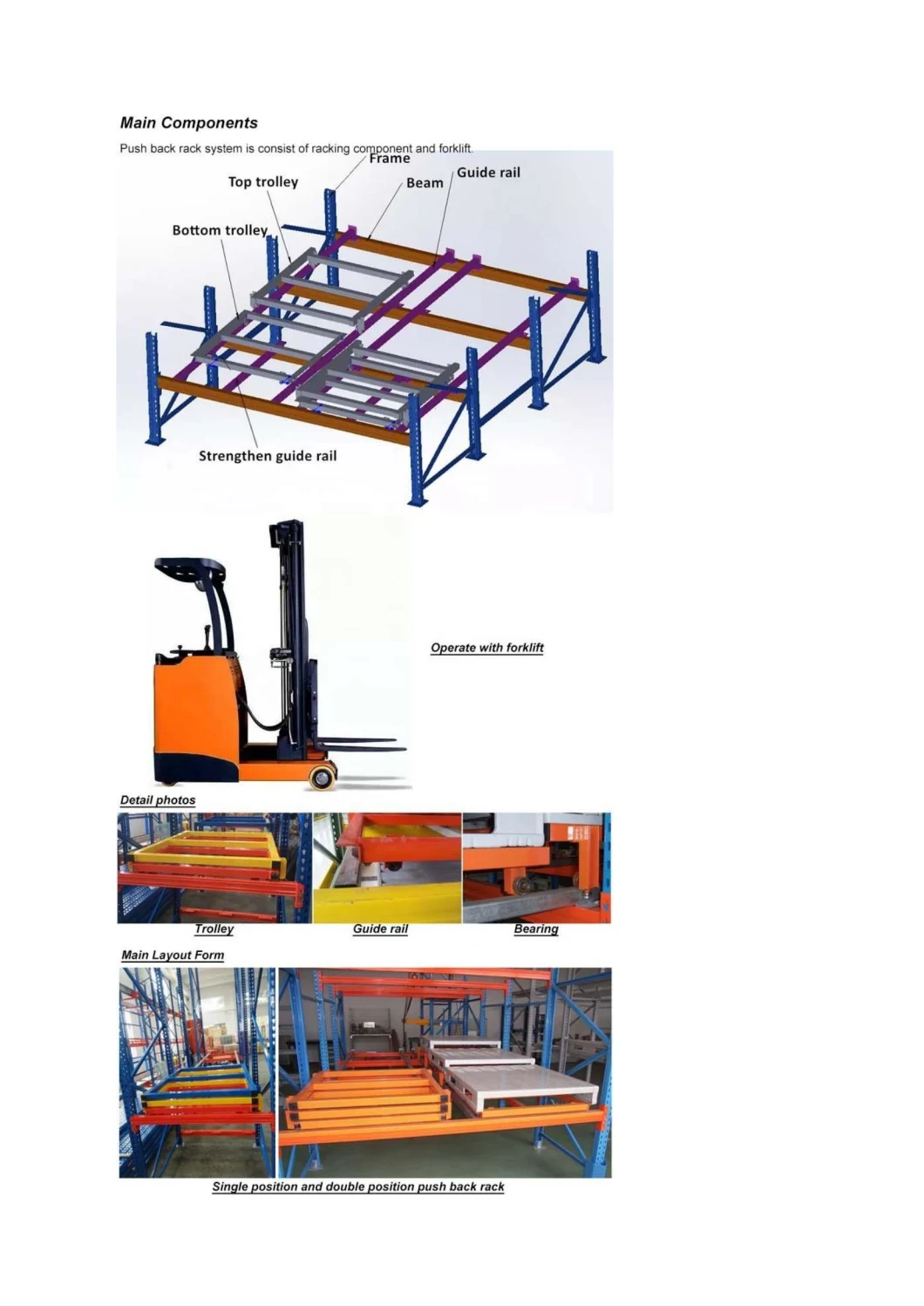 Heavy Duty Push Back Shelf Racking Drive in Pallet Roller Rack System for Warehouse Storage