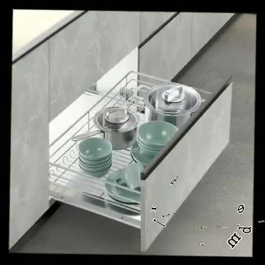 Accesorios de almacenamiento de cocina Gabinete Cesta de cajón extraíble Estante de almacenamiento de armario de cocina de hierro cromado